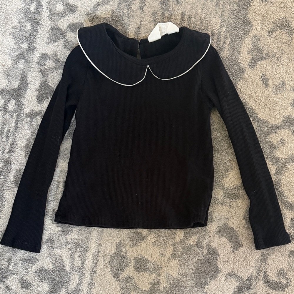 H&M Black Long Sleeve Kids Top with White Trim